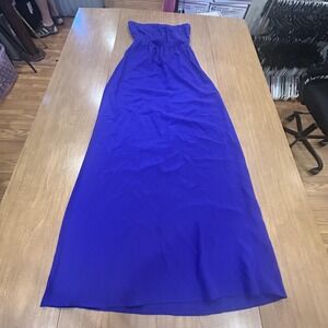 12th Street Cynthia Vincent Dress Womens Small Blue Silk Strapless Maxi Sundress